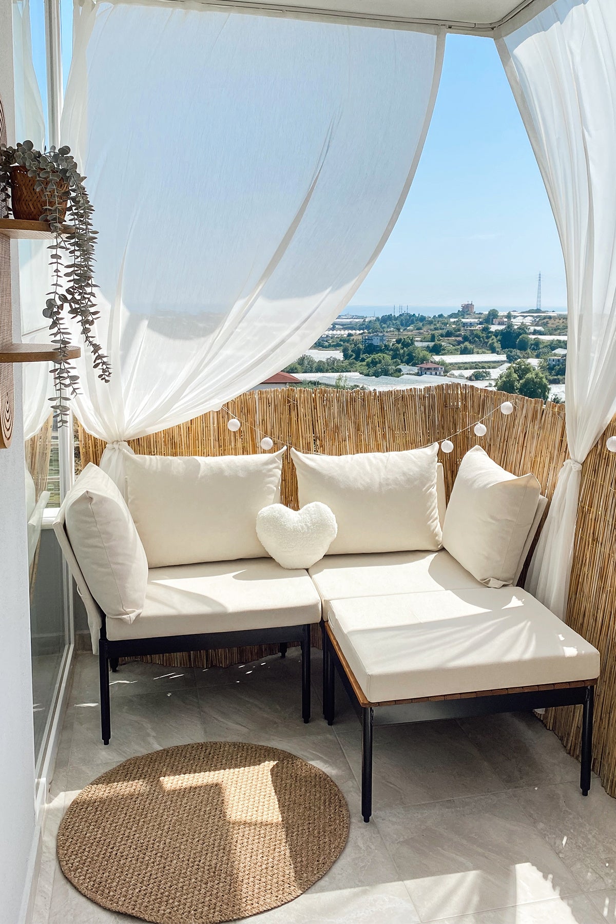 Mini Multilounge Bahçe Balkon Mobilyasi, Şezlong, Krem - Krem