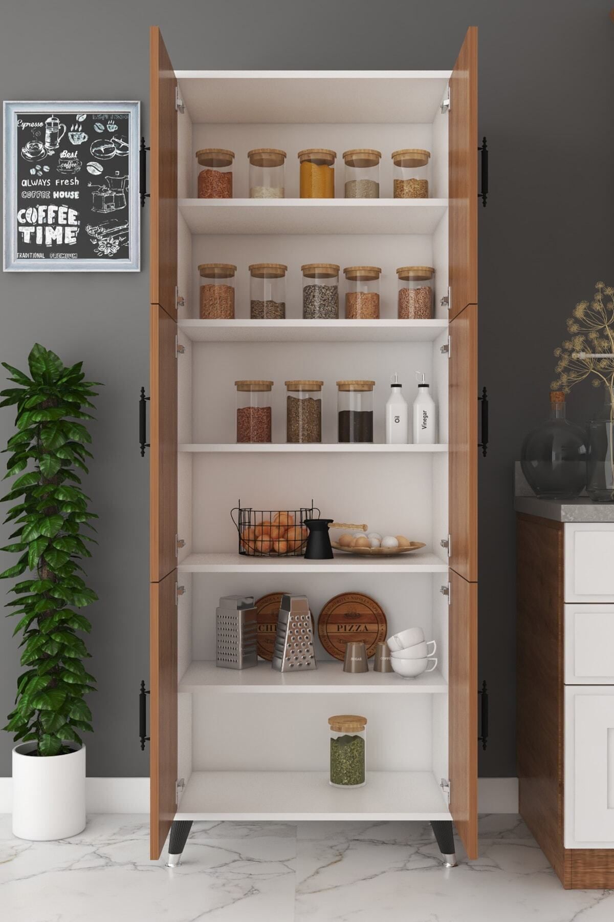 Çok Amaçlı Kiler, Banyo, Ayakkabılık, Balkon Dolap - Beyaz ceviz