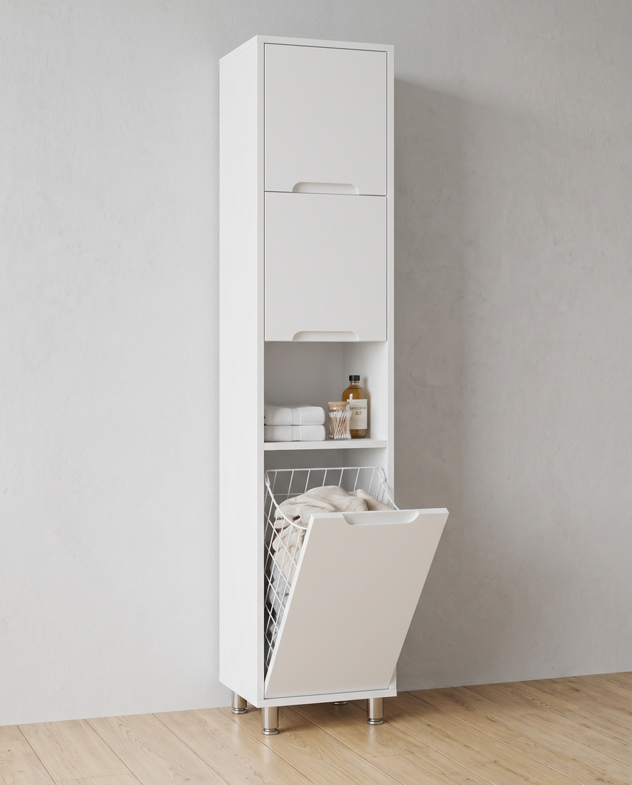 Çamaşır Sepetli Banyo Dolabı