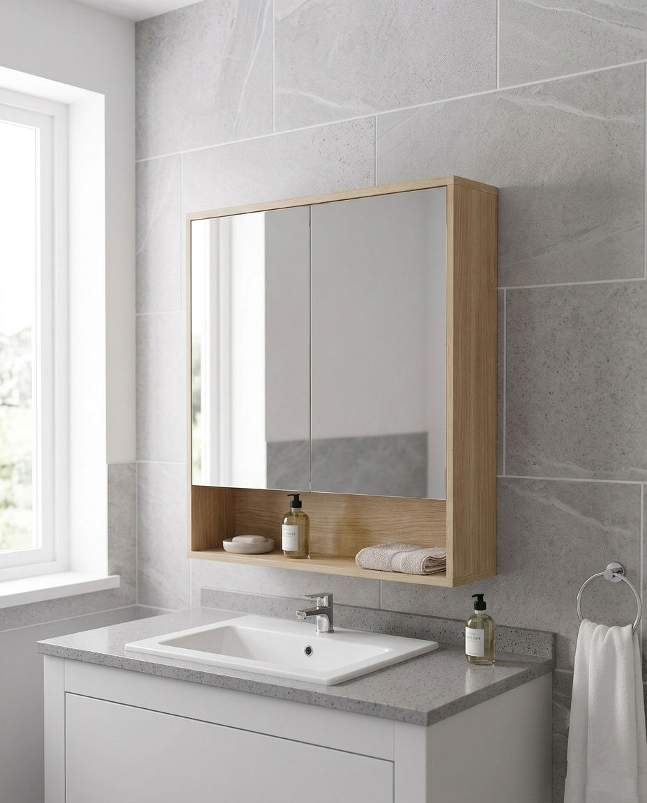Aynalı banyo üst dolabı 60 cm
