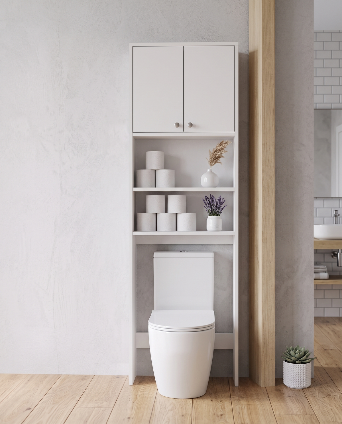 Klozet Üstü Raflı Dolap