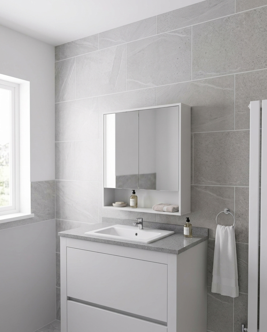Aynalı banyo üst dolabı 60 cm